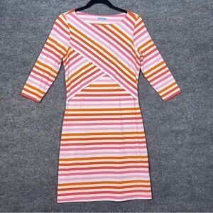 J.McLaughlin Womens Small Pink Striped Nicola Catalina Cloth Sheath Wrap Dress